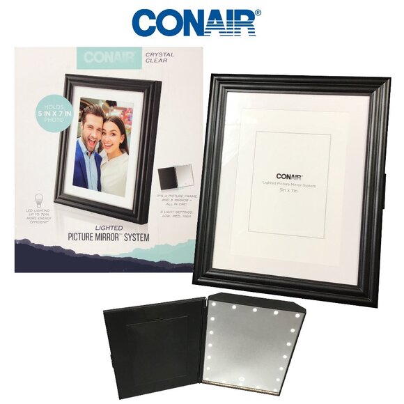 Conair Lighted Vanity Mirror / 5 x 7 Picture Frame, LED, 3 Settings - NEW! - Picture 1 of 9